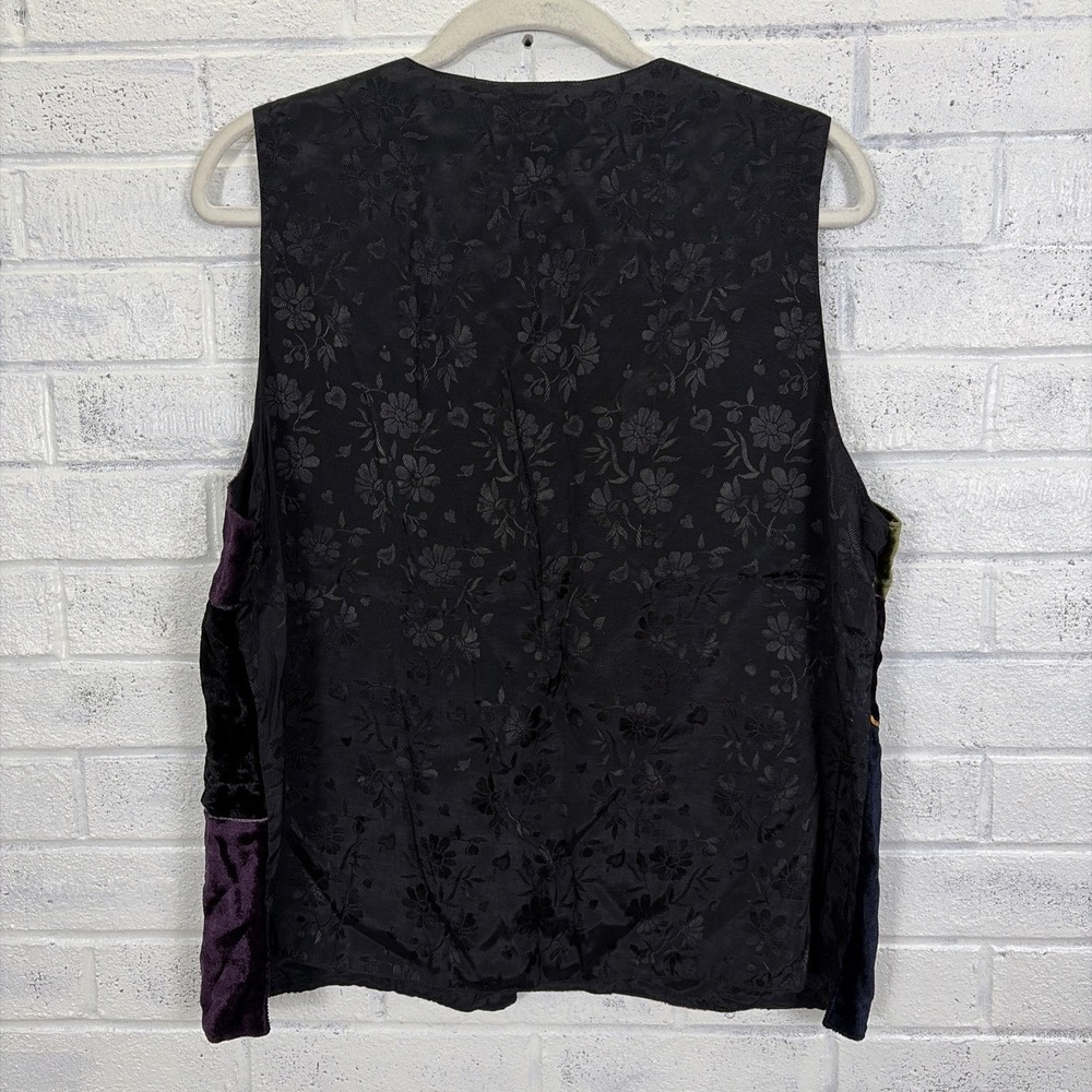 VTG April Cornell Velvet Patchwork Vest Size M Embroidered Boho Artsy - Picture 2 of 7